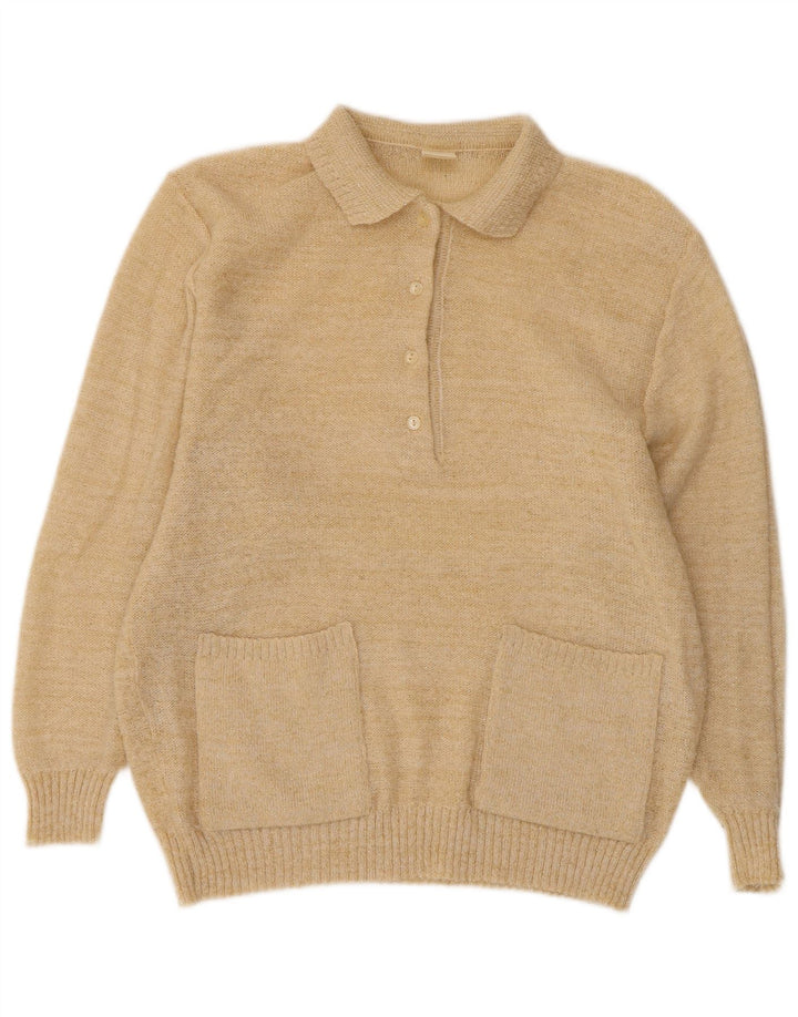 Vintage damski sweter oversize z golfem EU 40 średni beż