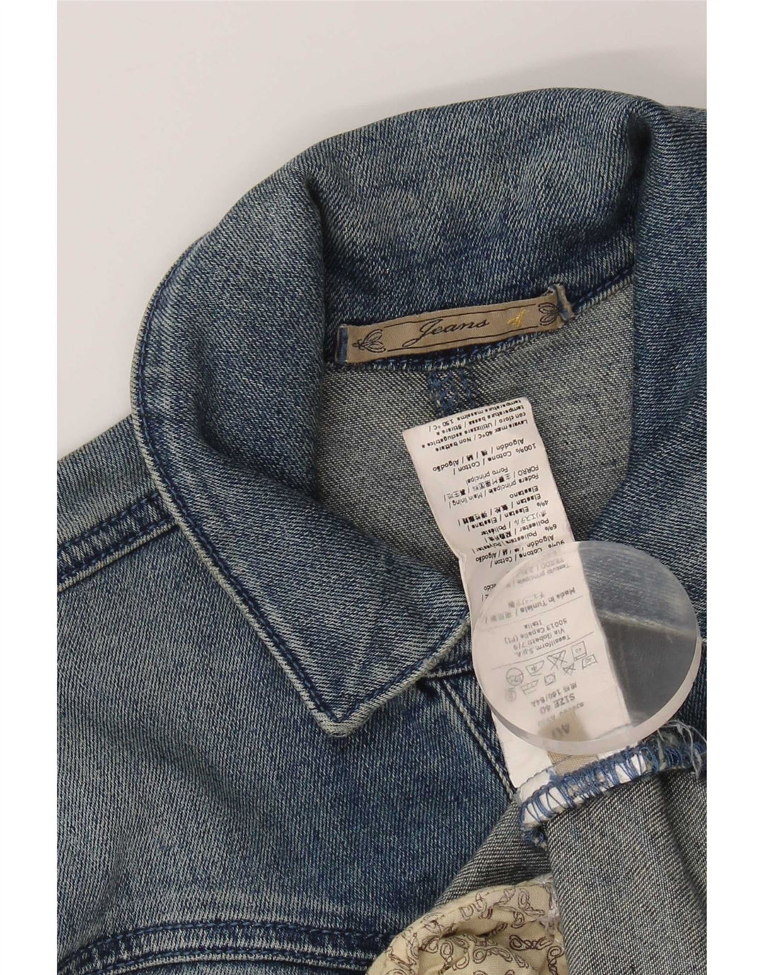 Vintage damska krótka kurtka dżinsowa IT 40 Small Blue Cotton