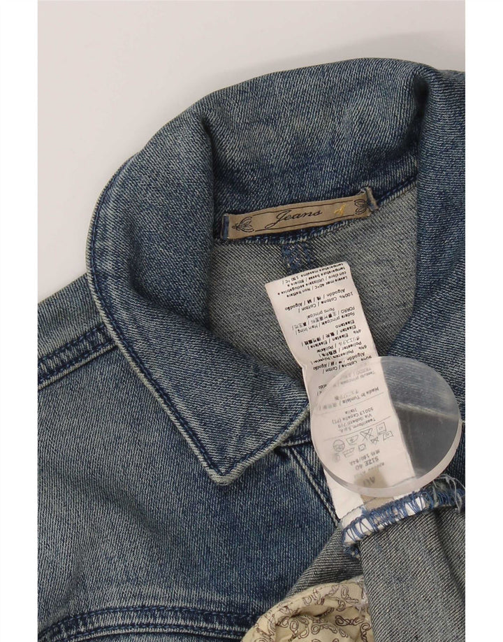 Vintage damska krótka kurtka dżinsowa IT 40 Small Blue Cotton