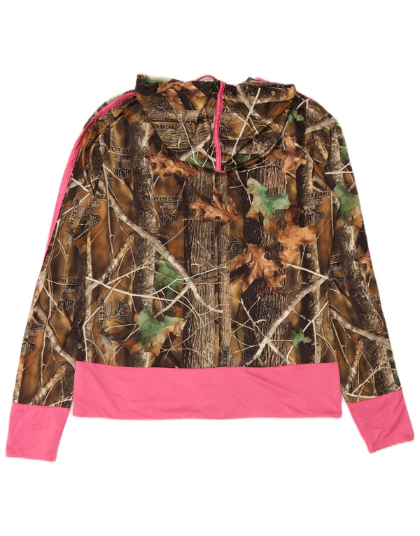 Sweter damski LONGLEAF CAMO z kapturem i zamkiem UK 14, średni beż, kamuflaż