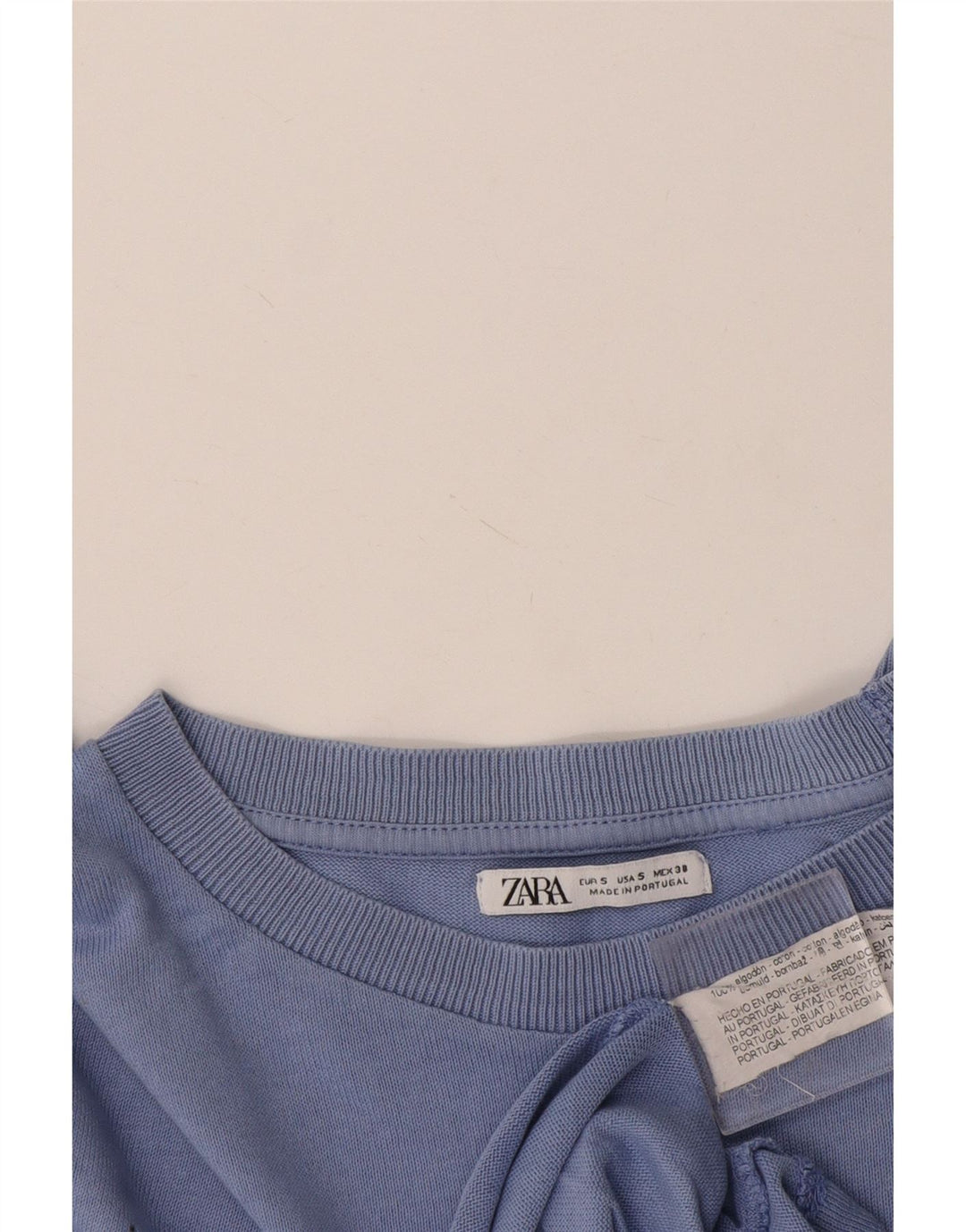 T-shirt męski Zara, mały, niebieski, bawełniany