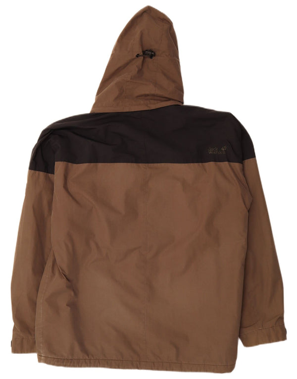 Męska kurtka wiatrówka z kapturem Jack Wolfskin UK 38 w kolorze średniego brązu