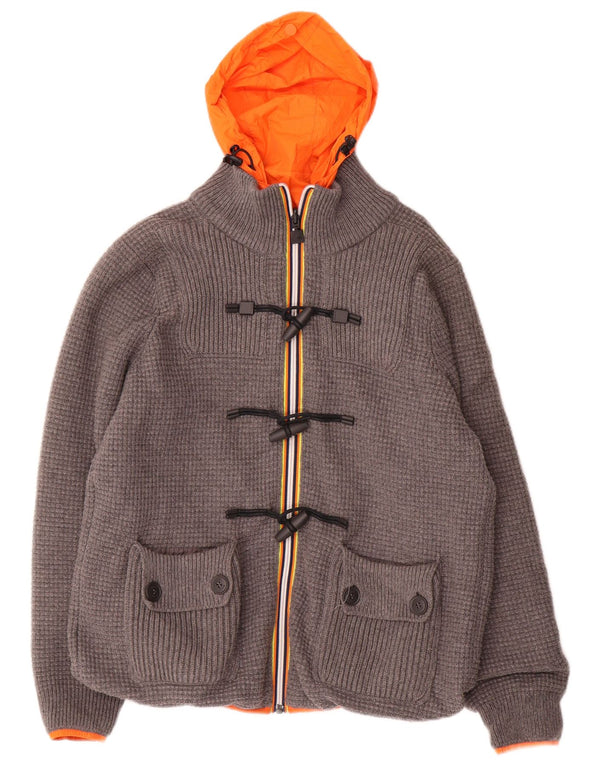 Dwustronna kurtka męska z kapturem K-WAY UK 36 Small, szary poliamid