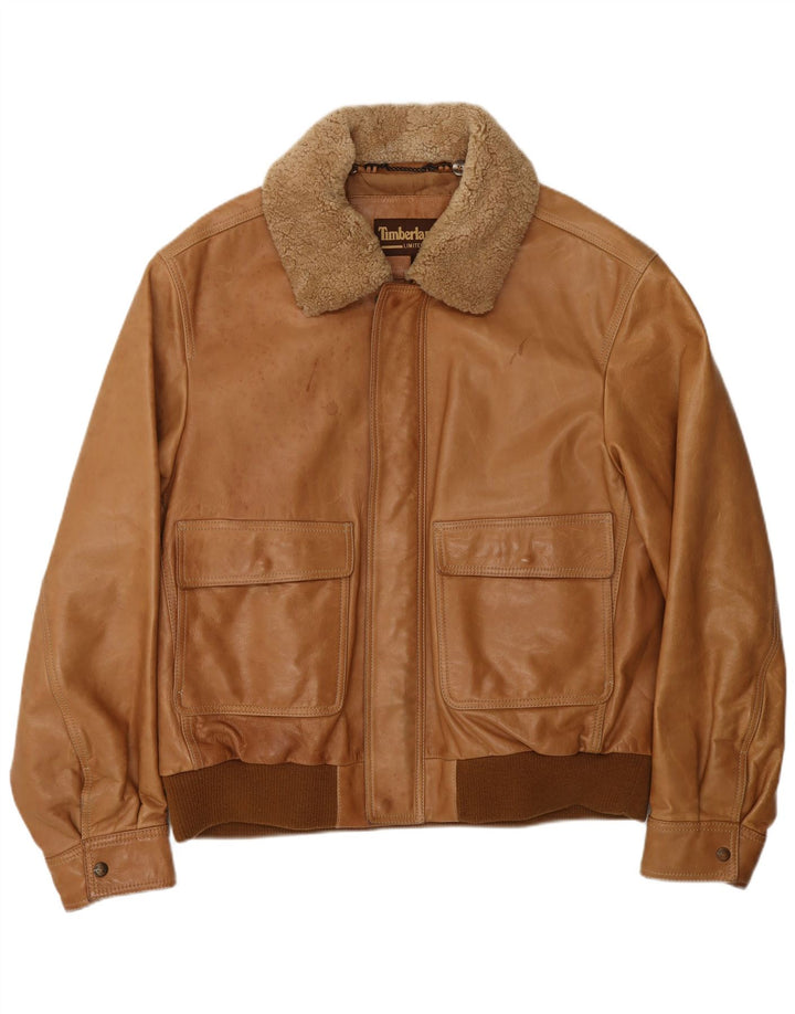 Męska skórzana kurtka bomber Timberland UK 42 XL, brązowa skóra