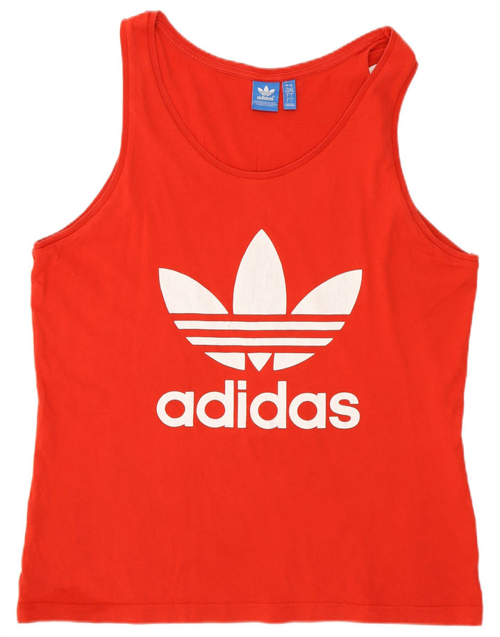 Adidas Męska kamizelka z grafiką, duża, czerwona, bawełniana