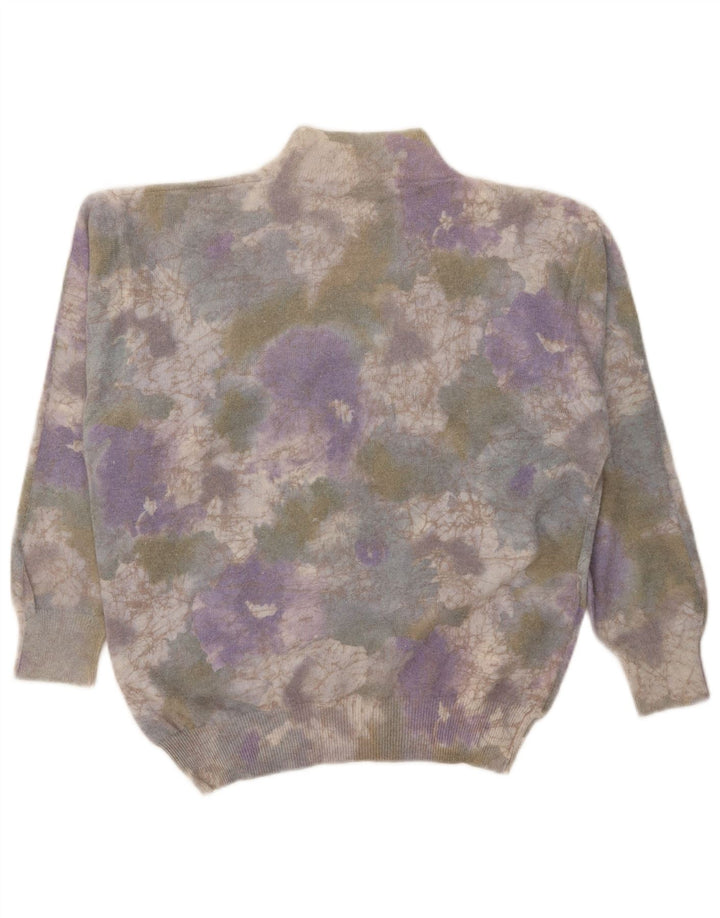 Sweter damski w stylu vintage z golfem UK 14, duży, wielokolorowy krawat