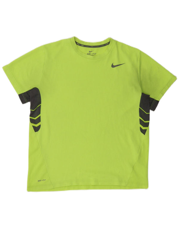 Męska koszulka t-shirt Nike Dri Fit, XL, zielony, z blokami kolorów, poliester