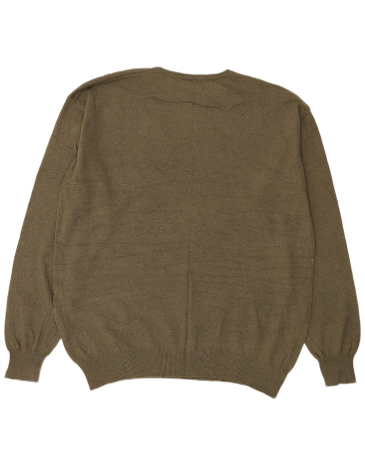 Męski sweter z okrągłym dekoltem Kappa 3XL, wełna khaki
