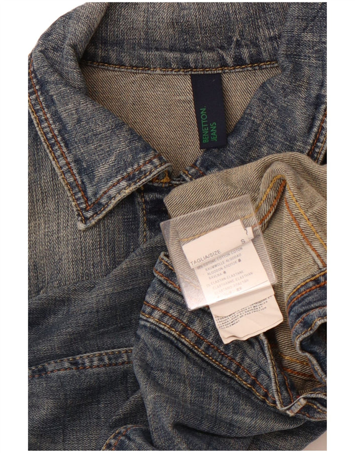 Damska kurtka jeansowa BENETTON Crop UK 10, mała, niebieska, bawełniana