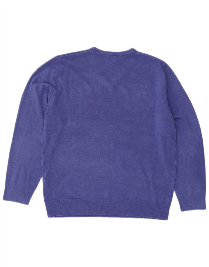 Marks & Spencer Męski sweter z dekoltem w kształcie litery V, XL, niebieski, akryl