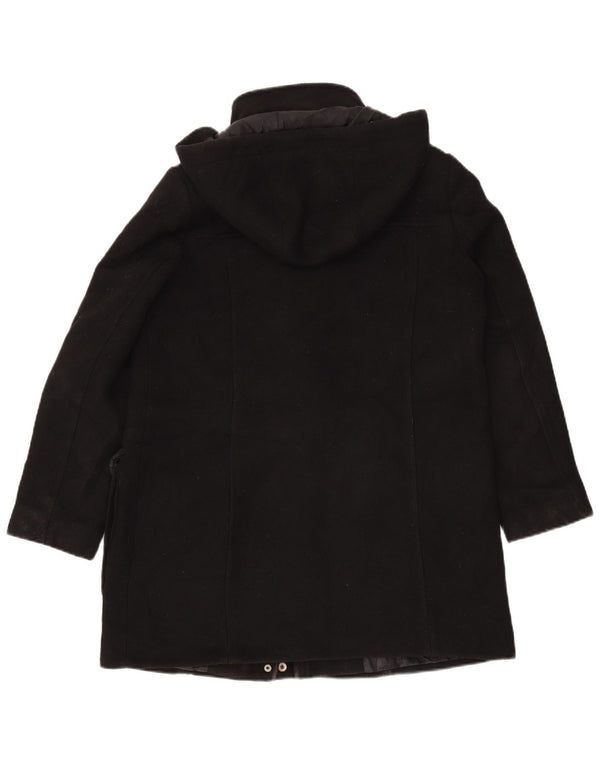 Marks & Spencer Womens Hooded Duffle Coat UK 12 Medium Black Polyester