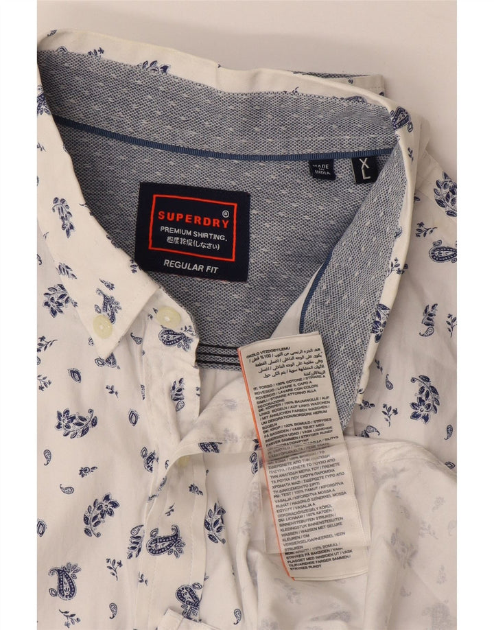 Męska koszula Superdry o regularnym kroju XL, biała, bawełniana w kwiaty