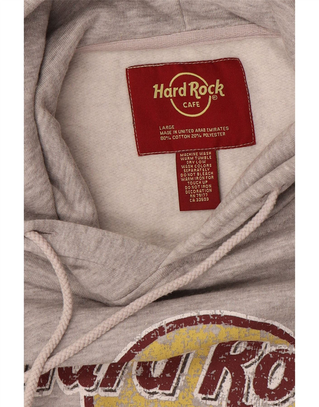 Męski sweter z kapturem Hard Rock Cafe Amsterdam z grafiką, duży, szary poliester