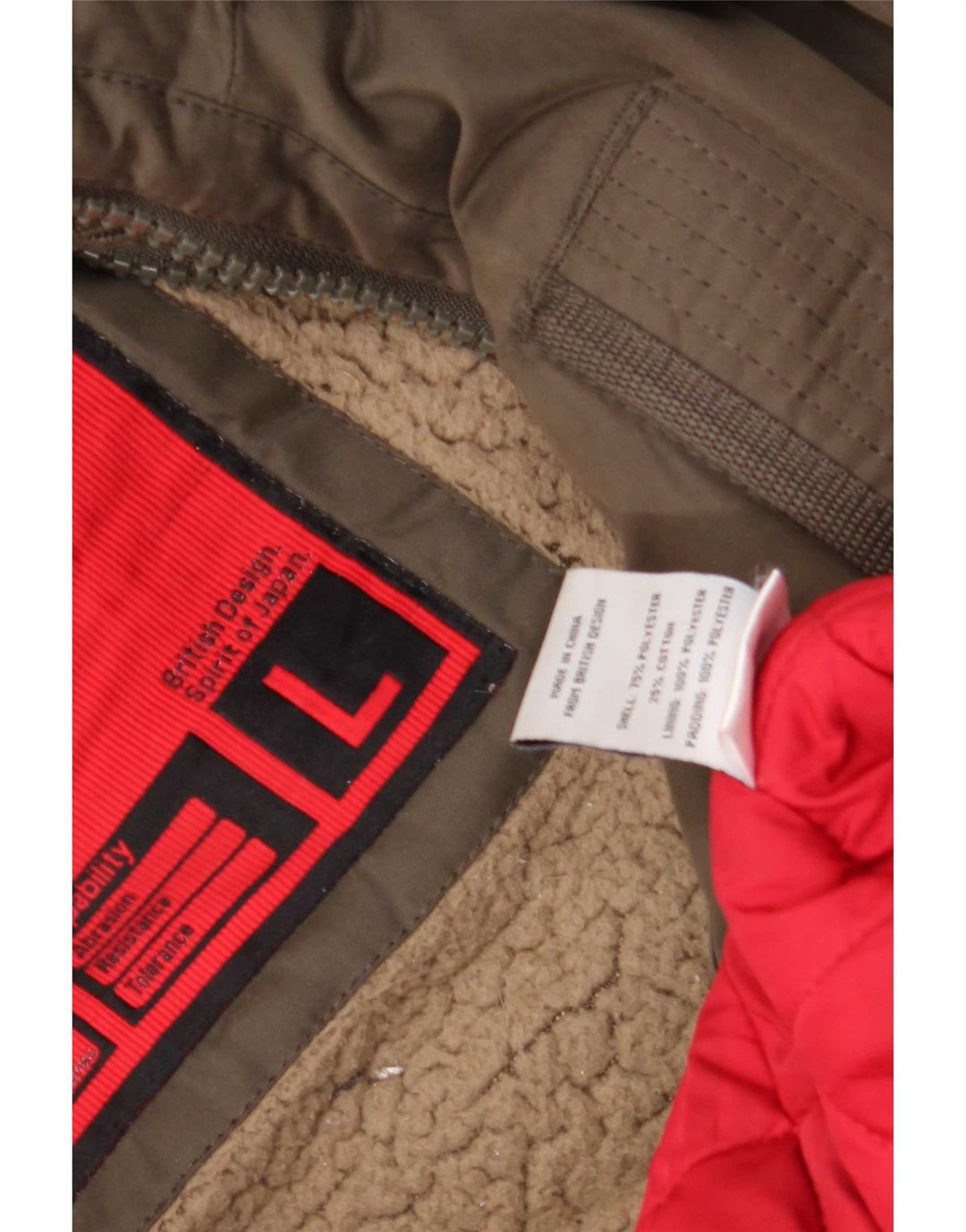 Damska kurtka wiatrówka z kapturem Superdry UK 16, duży poliester khaki