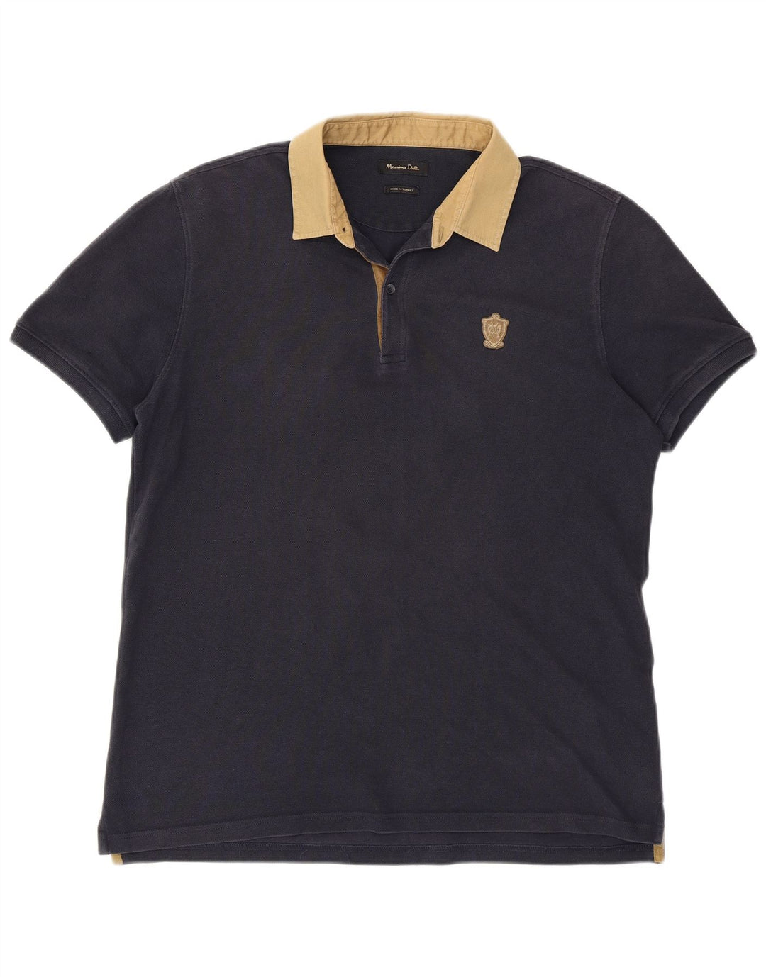 MASSIMO DUTTI Mens Polo Shirt Large Navy Blue Cotton
