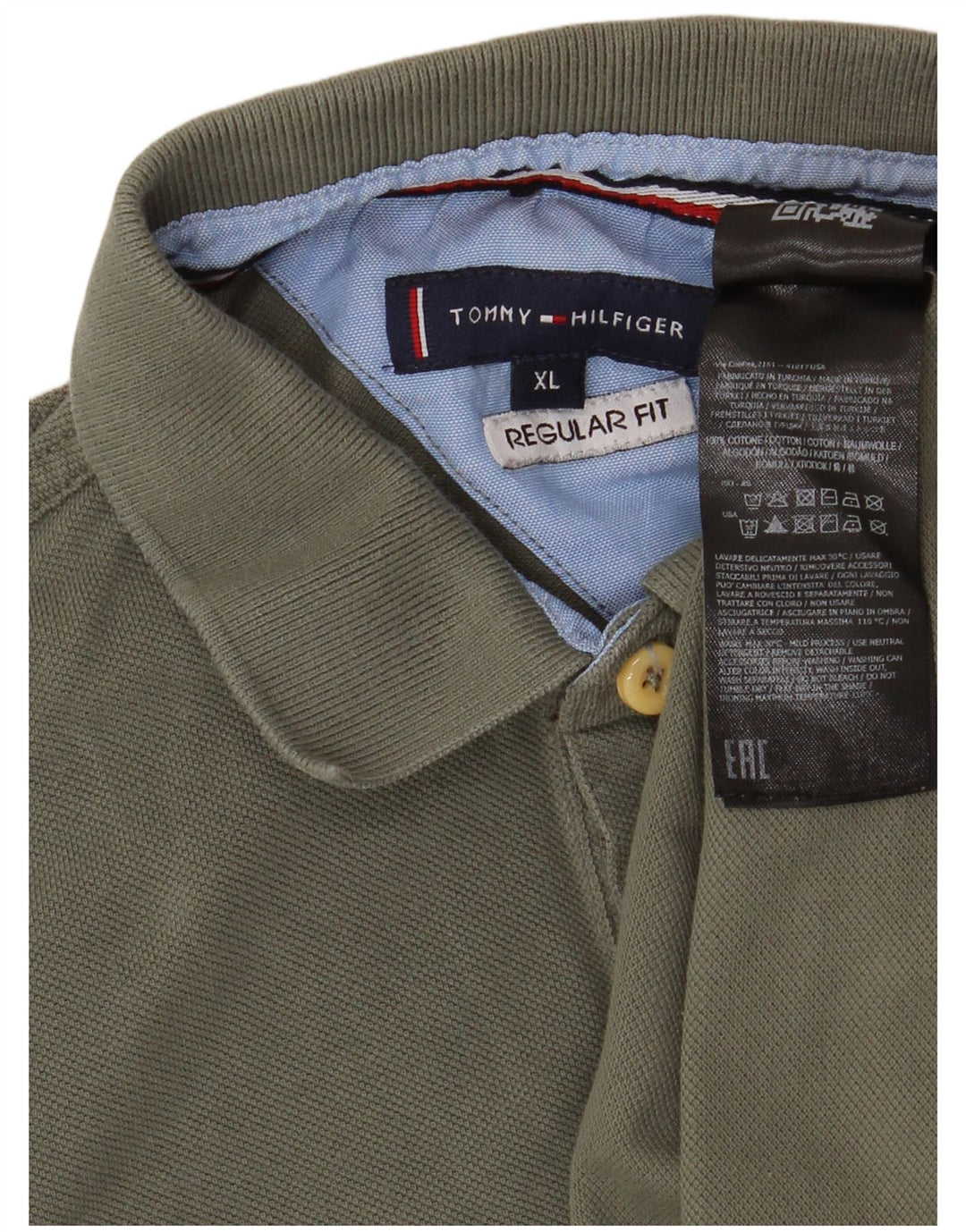 Męska koszulka polo TOMMY HILFIGER o regularnym kroju XL, bawełniana w kolorze khaki