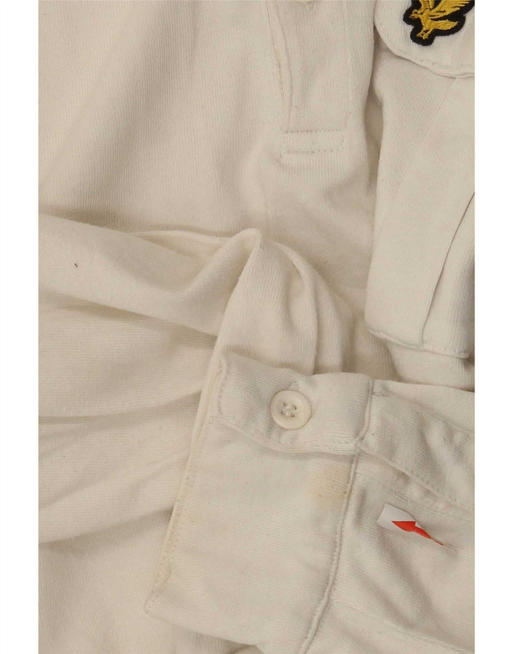 Męska koszulka polo z długim rękawem Lyle & Scott, średnia, biała, bawełniana