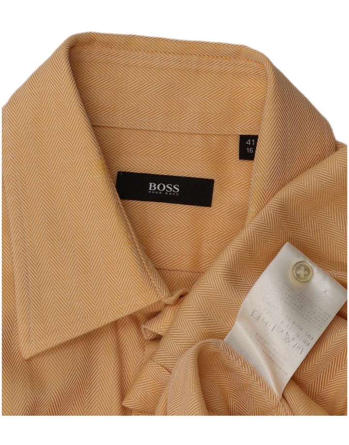 Koszula męska HUGO BOSS rozmiar 41 16, duża, beżowa, bawełniana w jodełkę