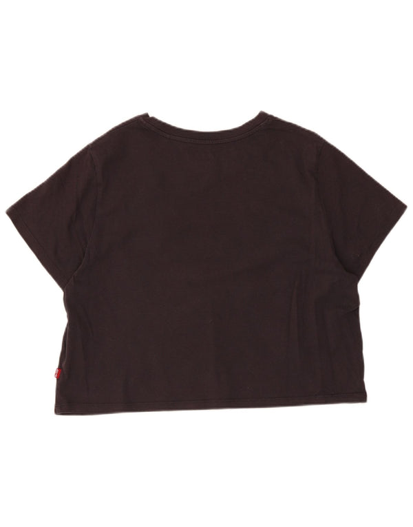 Damska koszulka Levi's Crop Graphic Top UK 14, duża, czarna bawełna