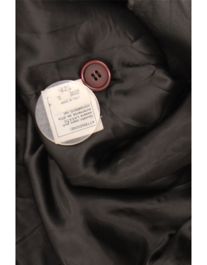 Vintage damski płaszcz skórzany IT 42, średnia czarna skóra