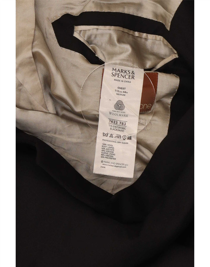 Marks & Spencer Męska marynarka zapinana na 3 guziki, UK 44 XL, czarna wełna