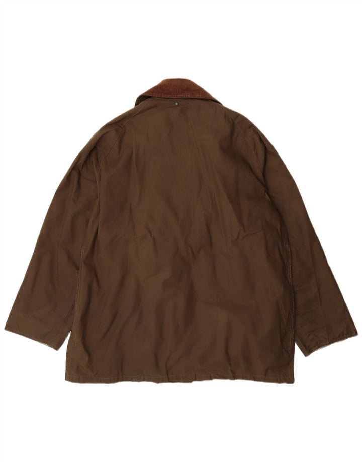 Vintage męska luźna kurtka z woskowanej bawełny UK 36, mała, khaki, poliester