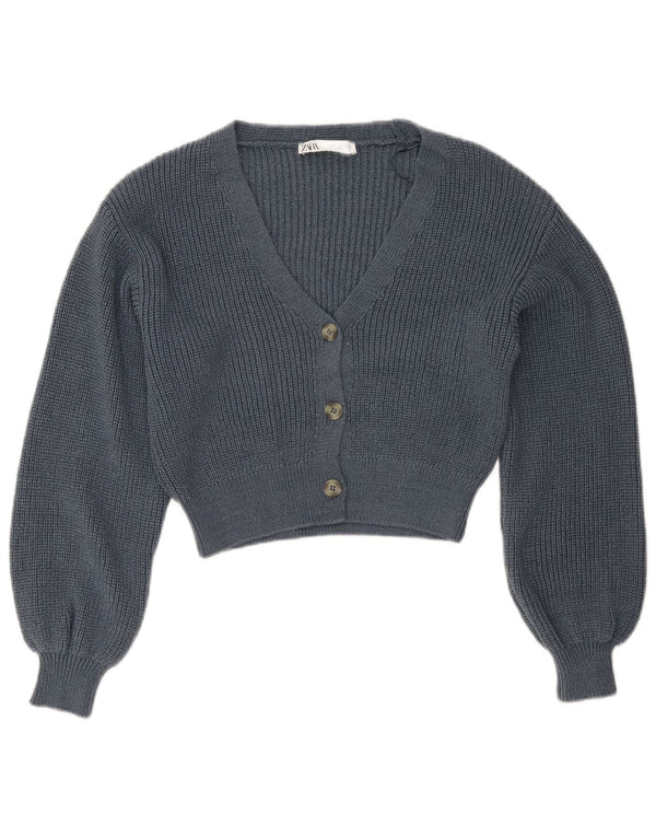 Sweter damski Zara Crop Cardigan UK 10, mały, granatowy, bawełniany