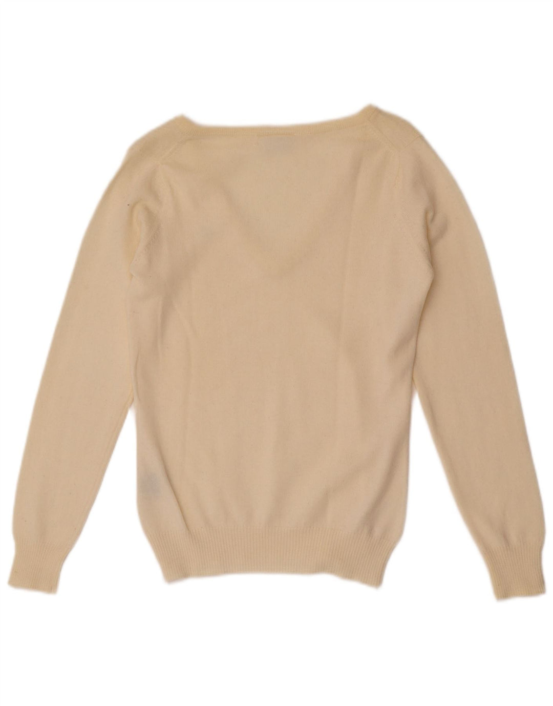 Lacoste Damski sweter z dekoltem w kształcie litery V, rozmiar 38, średnia wełna w kolorze złamanej bieli