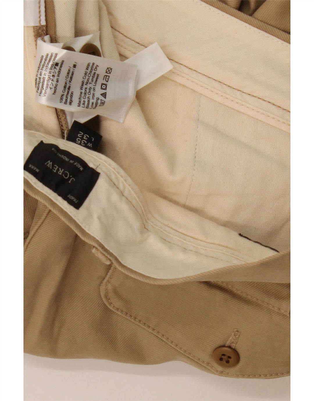Męskie zwężane spodnie Chino J. CREW W35 L32 Beżowa bawełna
