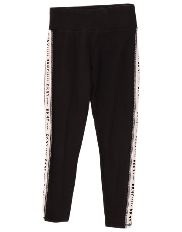 Damskie legginsy Dkny Graphic Crop UK 8, małe, czarne, bawełniane z blokami kolorów