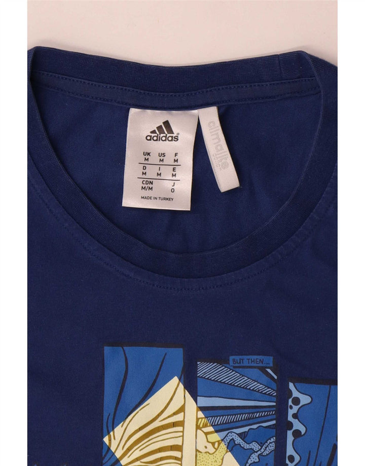 Męska koszulka Adidas Climalite z grafiką Top, średnia, granatowa, bawełniana