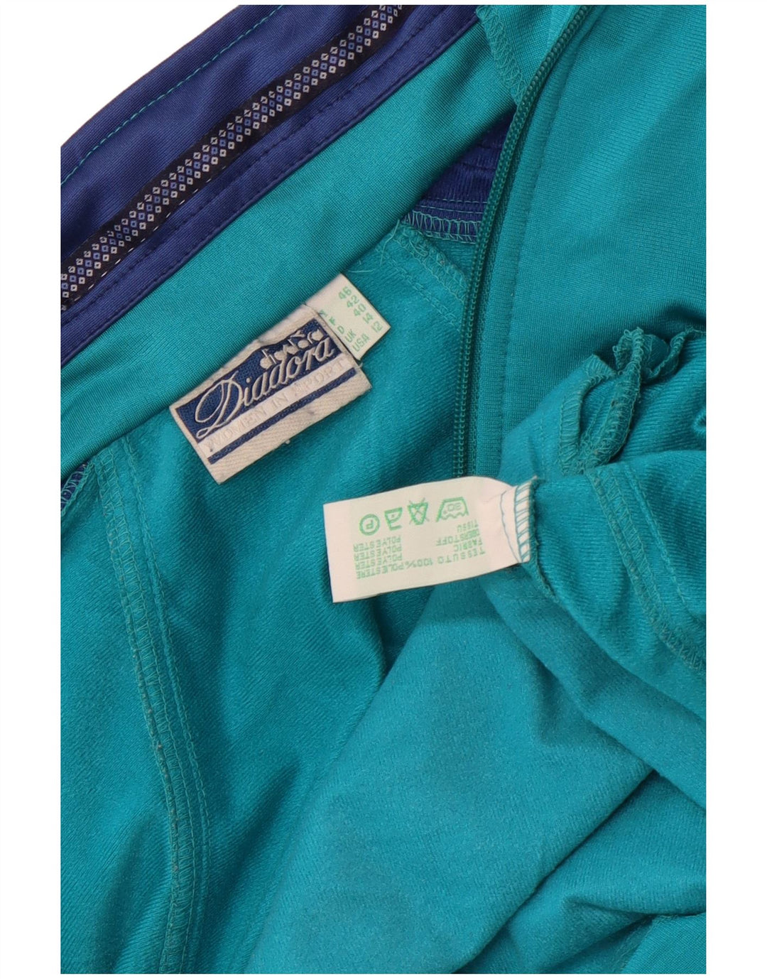 Damska bluza dresowa typu oversize Diadora UK 14, duża, zielona, z blokami kolorów