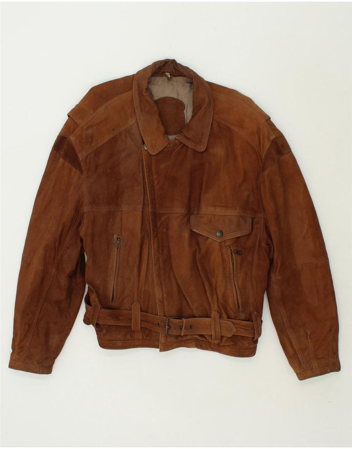 Zamszowa kurtka męska VINTAGE IT 56 3XL brązowa skóra