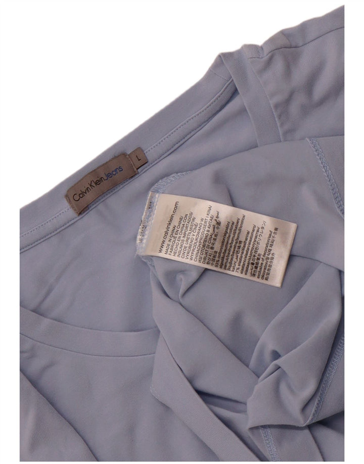 Męski T-shirt z grafiką Calvin Klein Jeans, duży, niebieski, bawełniany