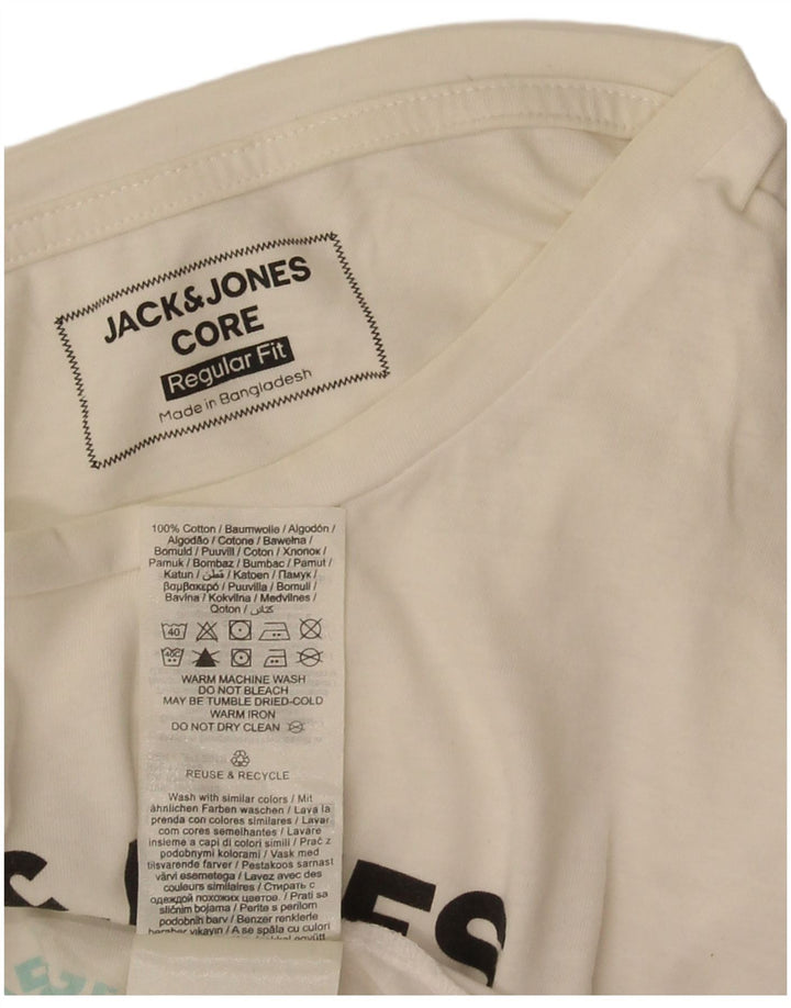 Męska koszulka Jack & Jones o regularnym kroju z grafiką, średnia biała bawełna