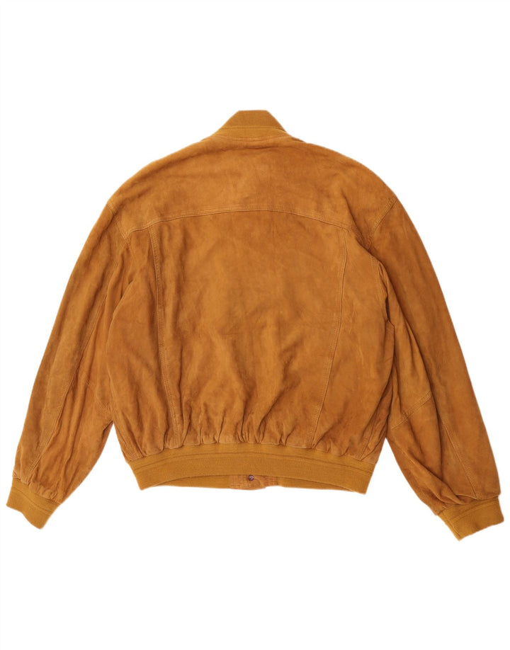 Vintage męska zamszowa kurtka bomber IT 52 XL brązowa skóra