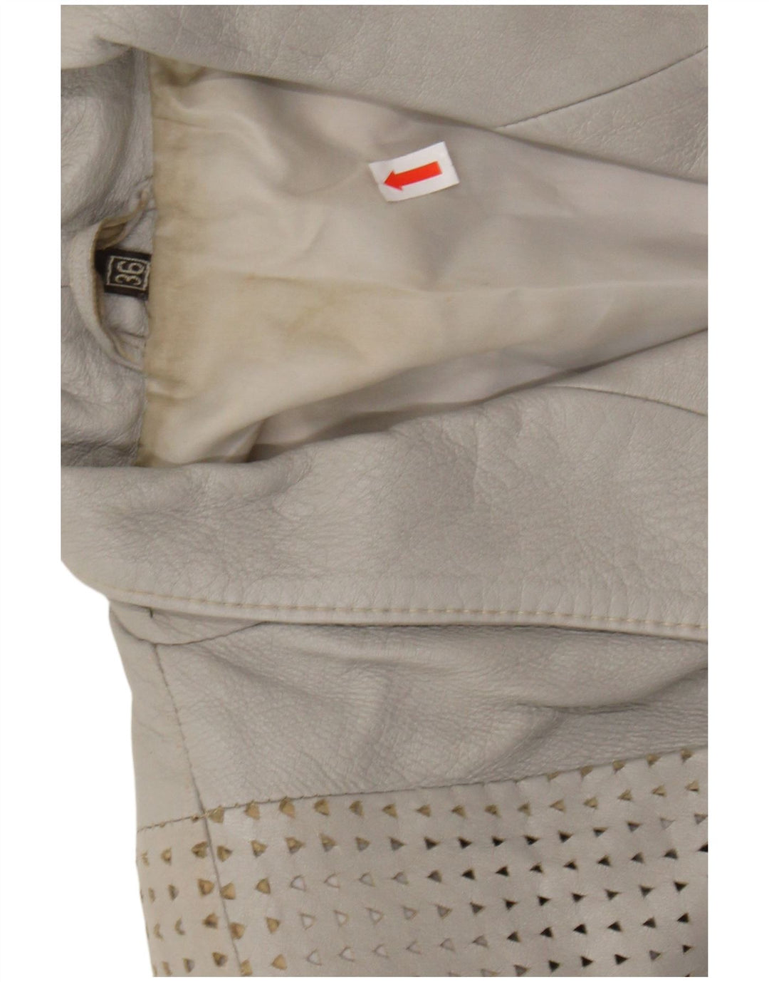 GABRIELLA BENELLI Damska kurtka oversize EU 36, mała, szara, skórzana