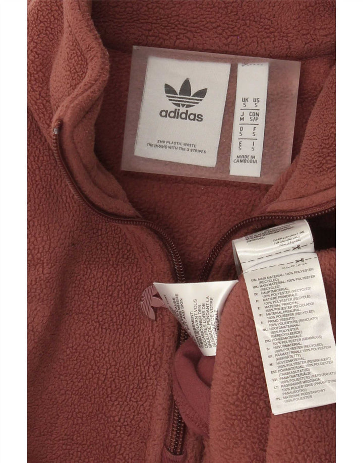 Męski sweter polarowy Adidas z graficznym zamkiem błyskawicznym, mały, brązowy poliester