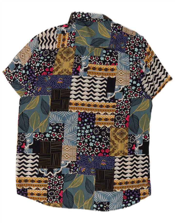 Koszula męska z krótkim rękawem w stylu vintage, średnia wielobarwna patchworkowa