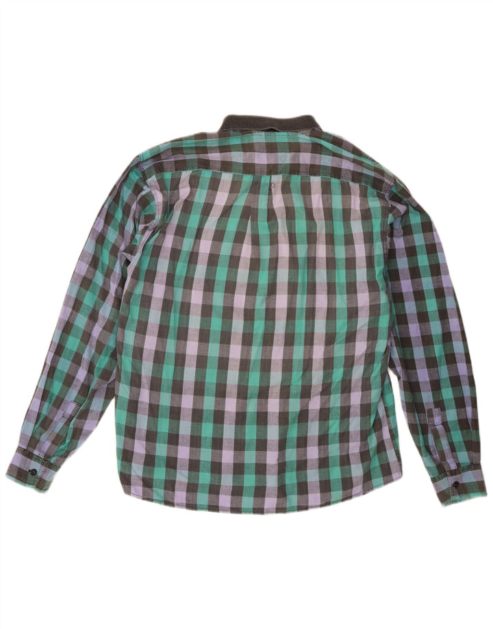 Koszula męska w stylu vintage XL, wielokolorowa bawełniana kratka