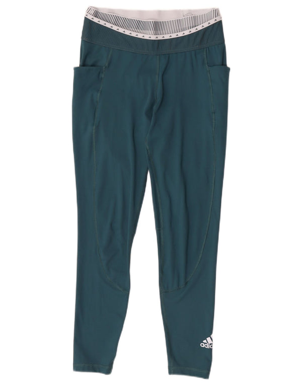 Damskie legginsy Adidas Graphic UK 12/14 Średni zielony poliester z blokami kolorów