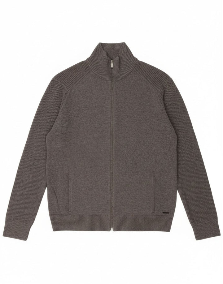 Męski sweter rozpinany Calvin Klein Jeans, duży, szary, bawełniany