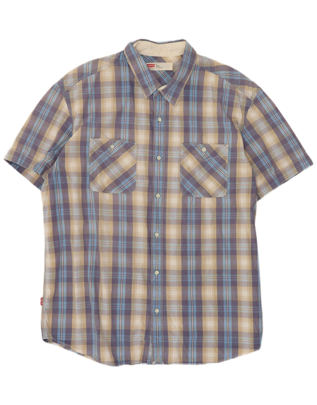 Koszula męska Levi's z krótkim rękawem, standardowym krojem, 2XL, niebieska, bawełniana w kratkę