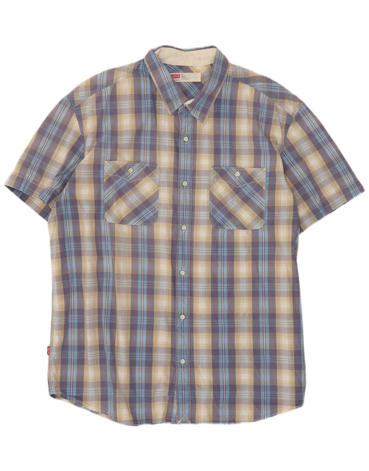Koszula męska Levi's z krótkim rękawem, standardowym krojem, 2XL, niebieska, bawełniana w kratkę