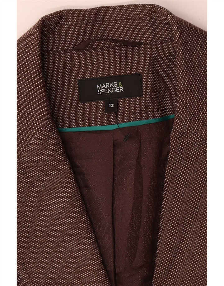 Marks & Spencer Damska marynarka zapinana na 1 guzik, UK 12, średni brąz w cętki