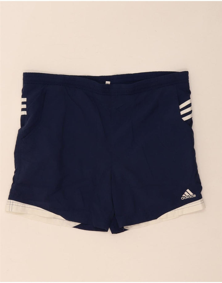 Męskie spodenki kąpielowe Adidas, średnie, granatowe, z blokami kolorów