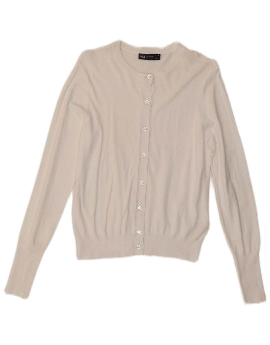 Marks & Spencer Damski sweter kardigan UK 10 Small, biała wiskoza