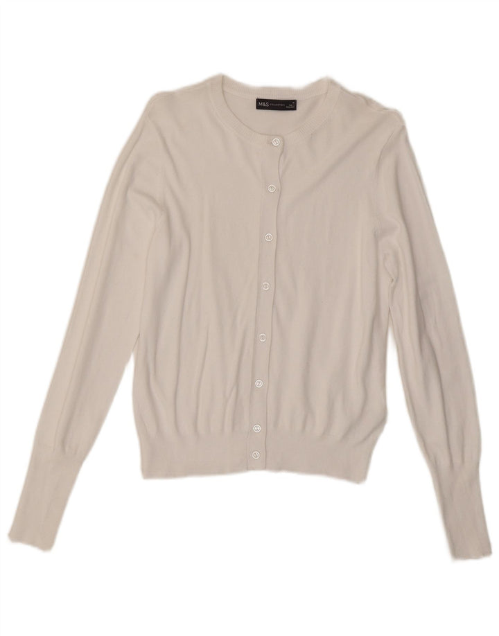 Marks & Spencer Damski sweter kardigan UK 10 Small, biała wiskoza