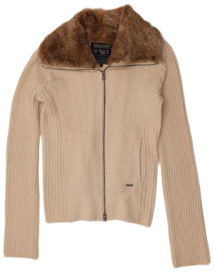 Sweter damski Woolrich UK 10, mały, z białej bawełny