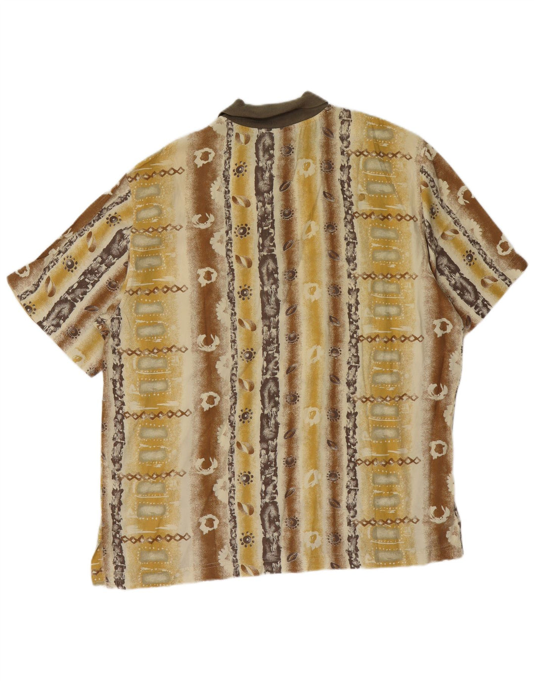 Vintage męska koszula pulowerowa z krótkim rękawem, duża, żółta, w kwiaty